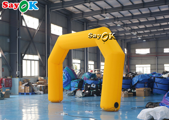 أصفر مخصص نفخ قوس PVC القماش المشمع ، قابل للنفخ سباق قوس طباعة الشعار