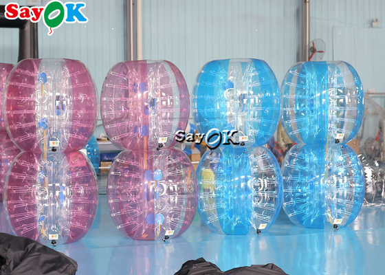 نفخ ألعاب الكرنفال الكبار TPU PVC الجسم زورب الوفير الكرة مجموعة شفافة الأزرق الوردي نفخ فقاعة كرة القدم