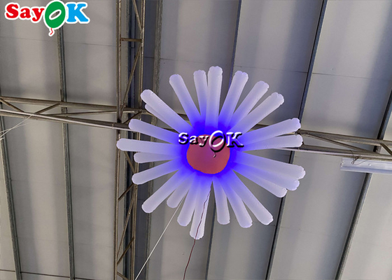 زهرة معلقة عملاقة قابلة للنفخ مع مصابيح LED متعددة الألوان لتزيين الزفاف