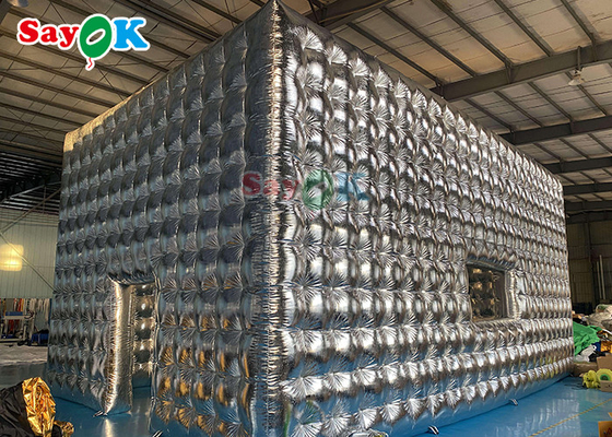 خيمة مكعب نفاخة فضية مخصصة لحفلات حفلات الزفاف العرض المعرض الحدث خيمة هوائية نفاخة