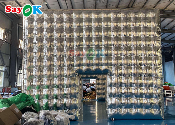 خيمة مكعب نفاخة فضية مخصصة لحفلات حفلات الزفاف العرض المعرض الحدث خيمة هوائية نفاخة