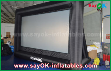 شاشات فيلم الفناء الخلفي PVC مخصص أبيض / أسود شاشة عرض قابلة للنفخ مع إطار SGS الموافقة