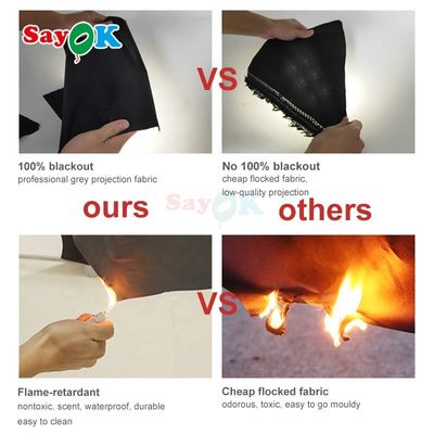 Sayok 100% Blackout القبة القابلة للنفخ مع نسيج الإسقاط المهني وحجم قابل للتخصيص للمدارس والأحداث