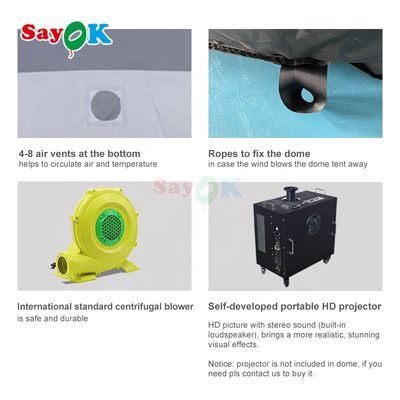 Sayok 100% Blackout القبة القابلة للنفخ مع نسيج الإسقاط المهني وحجم قابل للتخصيص للمدارس والأحداث