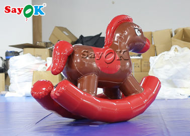 حصان سايوك الأحمر PVC للأطفال قابل للنفخ على شكل حصان هزاز
