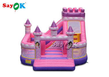 قلعة قابلة للنفخ للأميرة الوردية مقاومة للماء للأطفال مقاس 5x5.5x4.2m