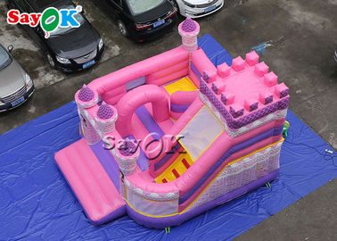قلعة قابلة للنفخ للأميرة الوردية مقاومة للماء للأطفال مقاس 5x5.5x4.2m