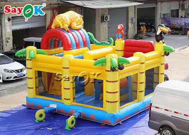 الحيوانات كومبو أطفال 5.5x5x4.4m نفخ ترتد البيت مع الشريحة