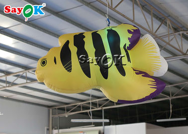 متنزهات ترفيهية أسماك استوائية صفراء 2 م زينة إضاءة قابلة للنفخ