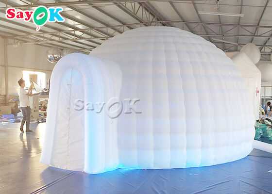 نفخ القباني خيمة أكسفورد القماش الأبيض LED نفخ قبة خيمة لحدث الحزب