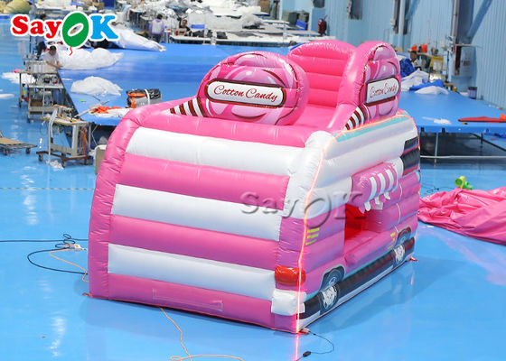 نفخ خيمة العمل 4.5x3x3.8m الوردي سيارة شكل نفخ الهواء خيمة الحلوى الغذاء الخيط كشك للخارجية