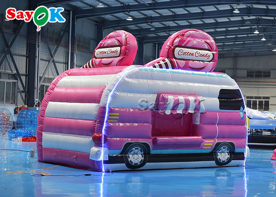 نفخ خيمة العمل 4.5x3x3.8m الوردي سيارة شكل نفخ الهواء خيمة الحلوى الغذاء الخيط كشك للخارجية