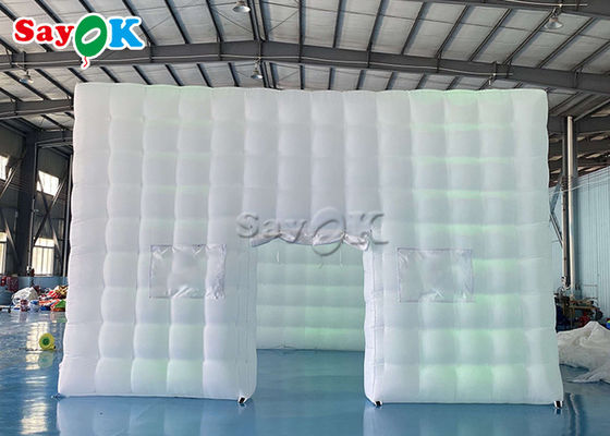 خيمة مكعب نفاخة 6.5m 21ft خيمة هوائية نفاخة مربع مع أضواء الأنابيب LED
