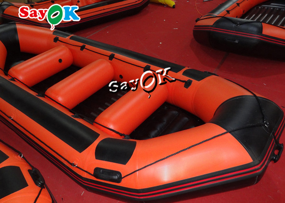 قارب طوف نهر قابل للنفخ PVC استنزاف ذاتي حسب الطلب أحمر
