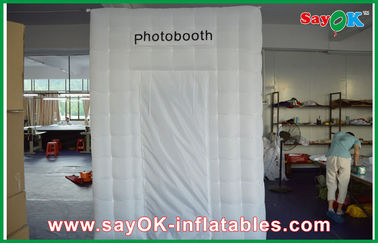 خيمة مكعب قابلة للنفخ 2.6 متر ارتفاع مربع أبيض قوي أكسفورد القماش كشك الصور مع ضوء LED