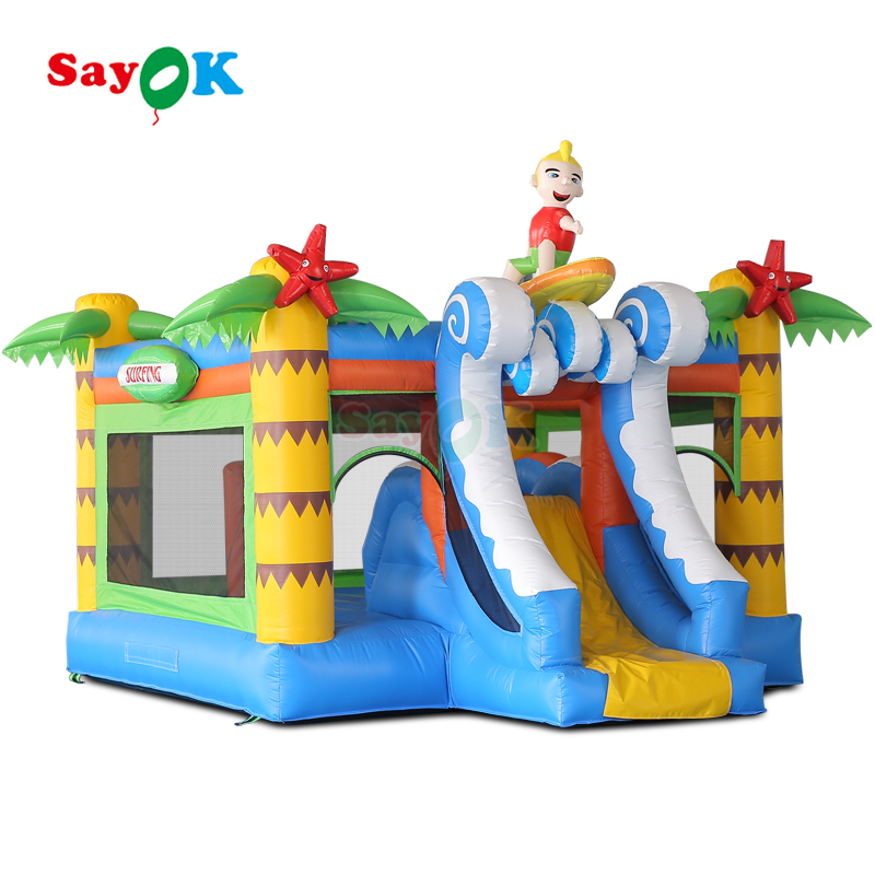 Sayok Surf Themed قصر القفز المضخم Commercial Bouncy Castle Combo المضخم للأطفال