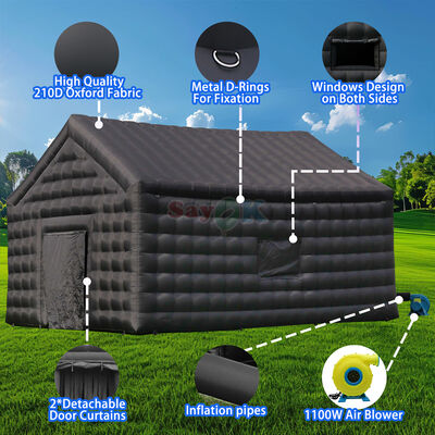 خيمة ديسكو قابلة للنفخ باللون الأسود مقاس 8x6x5 متر، خيمة نادي ليلي محمولة مقاومة للماء ومقاومة للأشعة فوق البنفسجية للمناسبات الخارجية