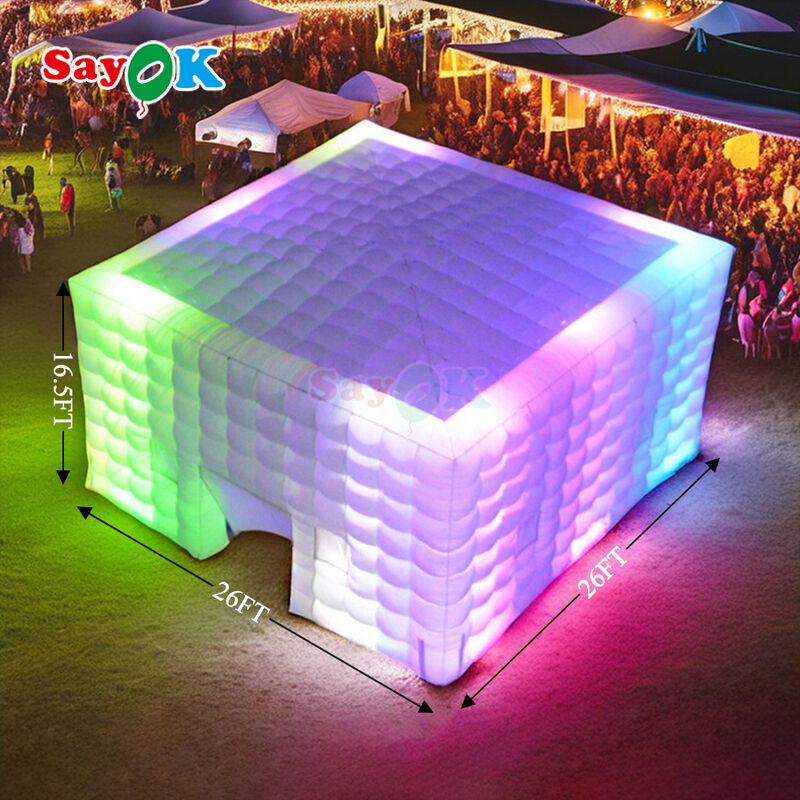 خيمة هوائية قابلة للنفخ 8m x 8m مكعب مع إضاءة LED وملابس أكسفورد دائمة للفعاليات في الهواء الطلق
